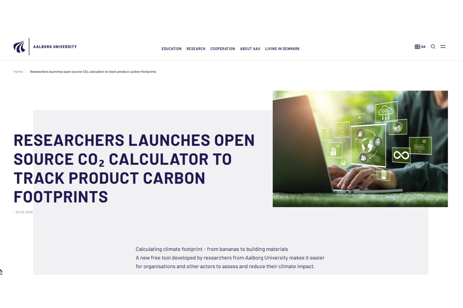 Press release, Aalborg University, Aalborg Universitet, AAU, klimaberegner